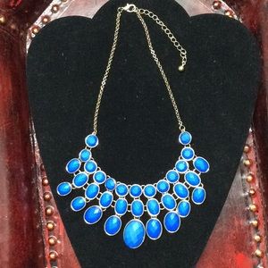 Blue and Gold bib style necklace